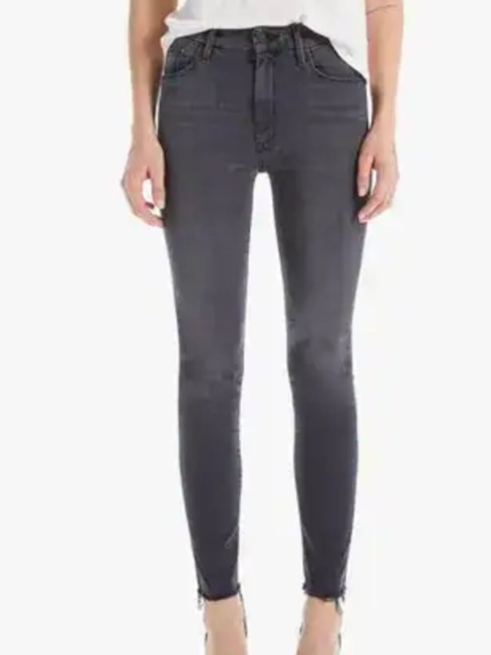 high waisted looker ankle jeans - mother size 32 black/grey